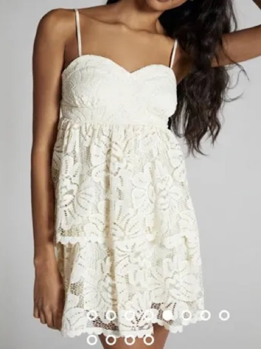 Maeve Anthropologie Lace Mini Dress white Ivory Coquette Romantic NWT Medium - Picture 3 of 17
